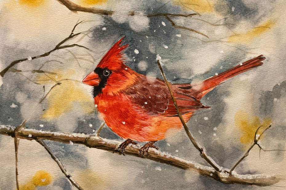 Watercolor cardinal